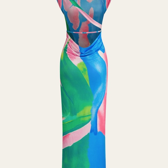 Monet garden print sleeveless long dress - Picture 4 of 4